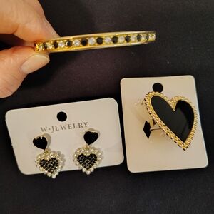 Gold and Black Heart Jewelry Set